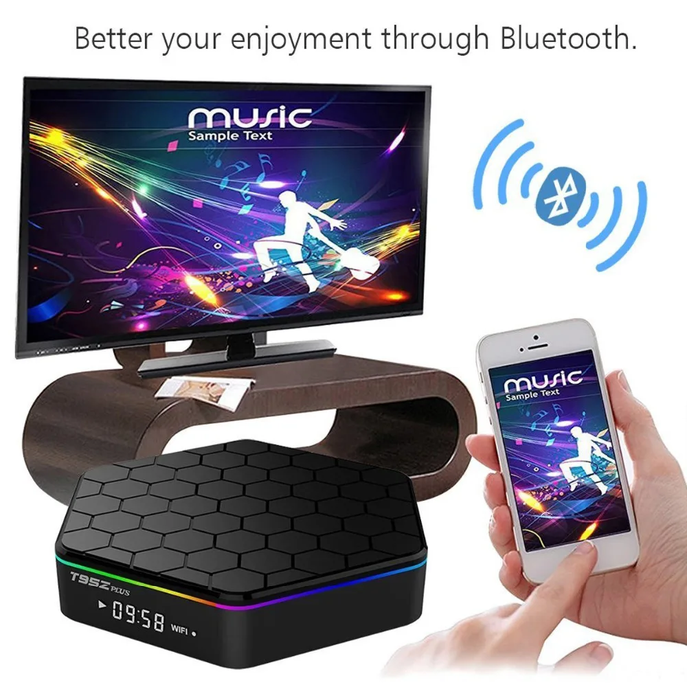 T95Z PLUS Android 6.0 TV BOX with Amlogic S912 Octa core 2GB DDR3 16GB EMMC Support 2.4G/5G Dual Wifi 1000M LAN Bluetooth 4.0 4K
T95Z PLUS Android 6.0 TV BOX with Amlogic S912 Octa core 2GB DDR3 16GB EMMC Support 2.4G/5G Dual Wifi 1000M LAN Bluetooth 4.0 4K