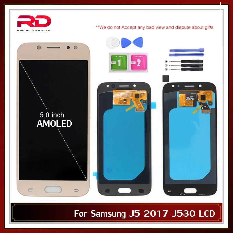 AMOLED J5 2017 ЖК дисплей для SAMSUNG GALAXY J530F J530 сенсорный экран дигитайзер стекло объектив