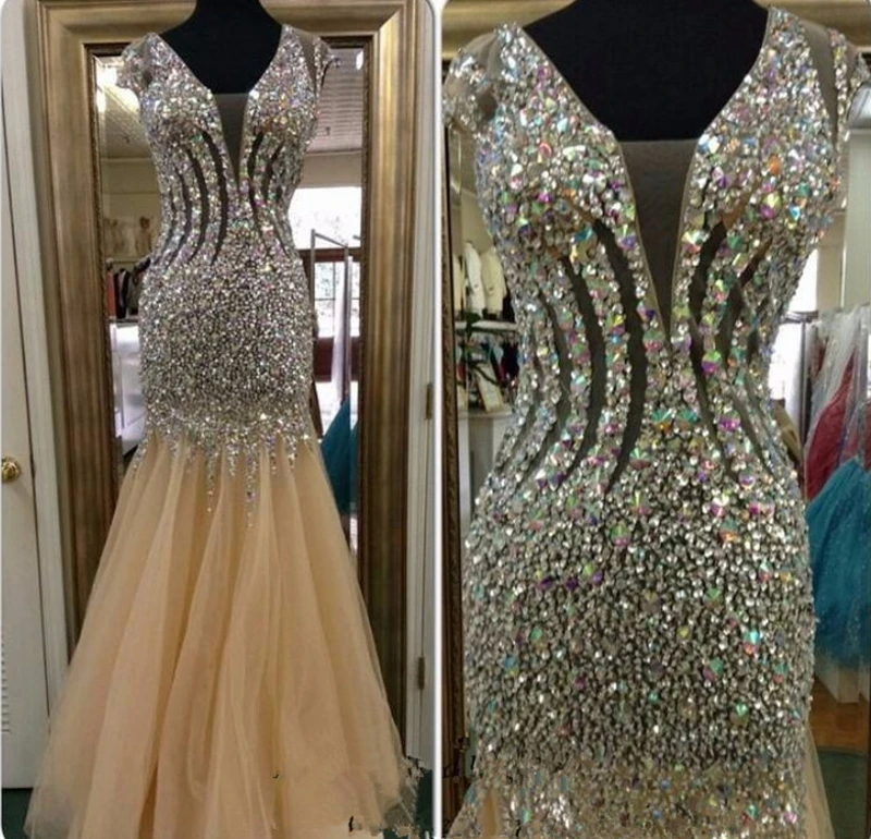 Luxury Long Dress for Evening 2020 Mermaid Heavy Crystals Beaded Champagne Women Sexy Formal Party Prom Gowns vestidos de noiva
Luxury Long Dress for Evening 2020 Mermaid Heavy Crystals Beaded Champagne Women Sexy Formal Party Prom Gowns vestidos de noiva