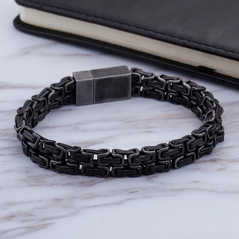 High Quality Fashion Men Punk Black Byzantine Chain Bracelet Steel Double Black Link Geometric Byzantine Bracelets Jewelry
High Quality Fashion Men Punk Black Byzantine Chain Bracelet Steel Double Black Link Geometric Byzantine Bracelets Jewelry
