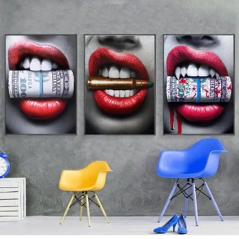 Фото 5D полный DIY Алмазная картина секс красные губы вышивка крестиком - купить