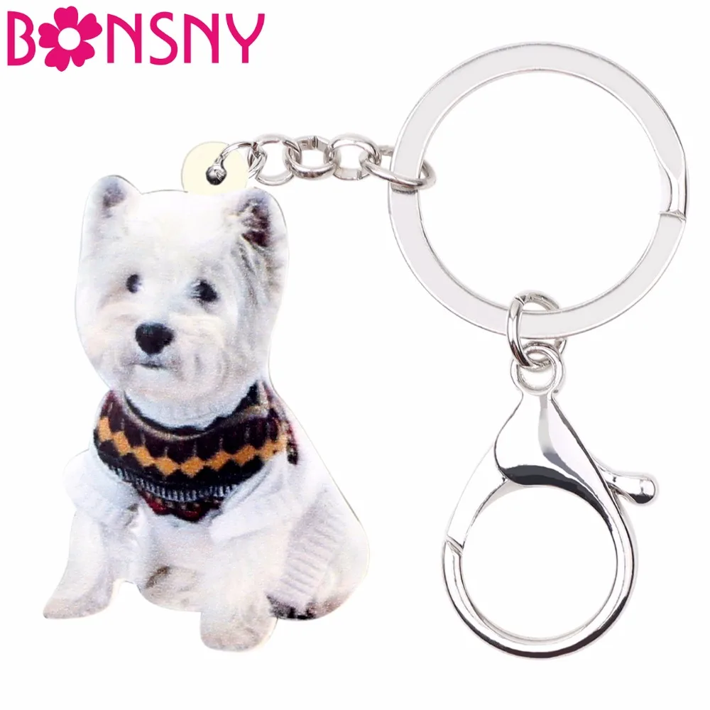 Bonsny Acrylic Cute Western Highland Terrie Dog Key Chains Keychain Ring Fashion Animal Jewelry For Women Girls Bag Car Charms
Bonsny Acrylic Cute Western Highland Terrie Dog Key Chains Keychain Ring Fashion Animal Jewelry For Women Girls Bag Car Charms