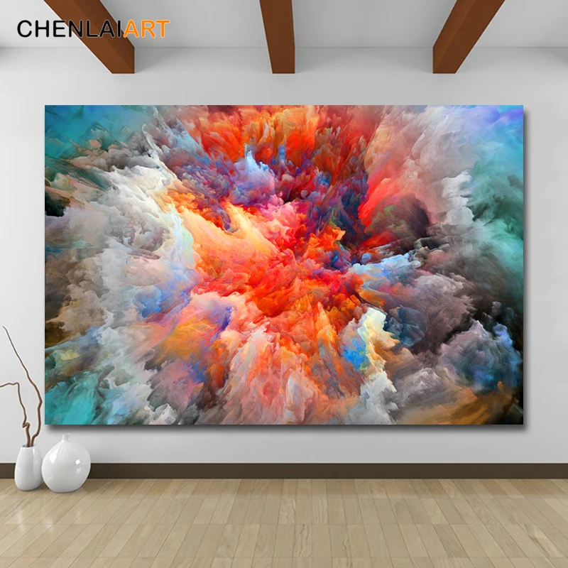Фото Настенный постер с изображением цветных облаков Современная - купить