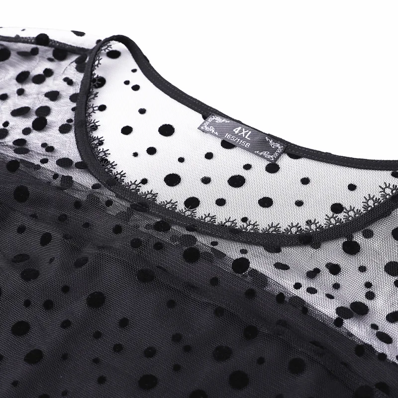 Plus Size10XL 8XL 6XL 4XL Flare Sleeve Summer Dress Black Dot Mesh Irregular Hem Elegant Tops Ladies Slim Dresses For Mujer
Plus Size10XL 8XL 6XL 4XL Flare Sleeve Summer Dress Black Dot Mesh Irregular Hem Elegant Tops Ladies Slim Dresses For Mujer