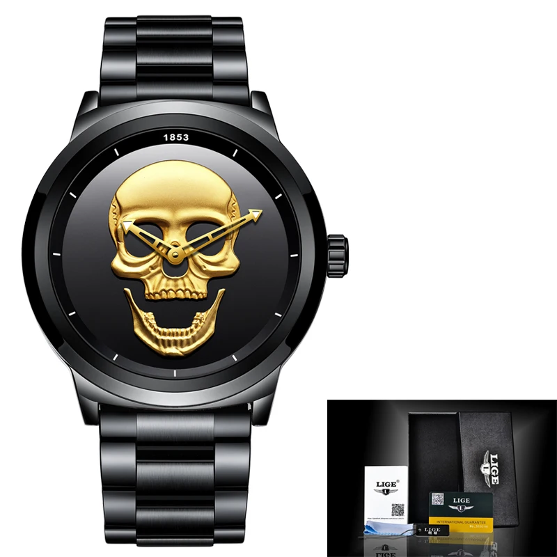 Skull Watches Male Unique Design Men Watch LIGE Luxury Brand Sports Quartz Military Steel Wrist Watch Men relogio masculino +BOX
Skull Watches Male Unique Design Men Watch LIGE Luxury Brand Sports Quartz Military Steel Wrist Watch Men relogio masculino +BOX