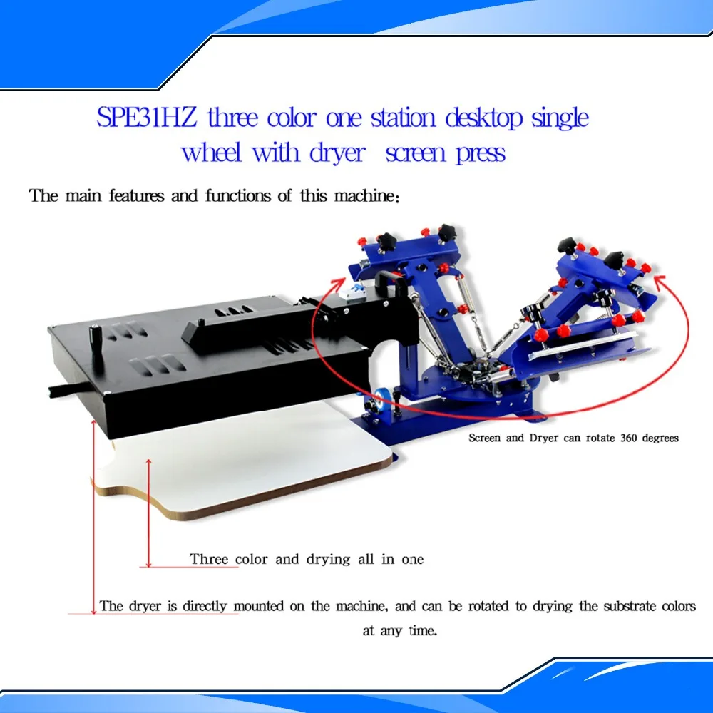 Professional 3 Color 1 Station Silk Screen Printing Machine T-Shirt Printer Press with Flash Dryer 110V/220V
Professional 3 Color 1 Station Silk Screen Printing Machine T-Shirt Printer Press with Flash Dryer 110V/220V