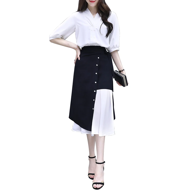 two-piece clothing set women Korean fashion outfit lady vestido favorite leisure suit blouse top irregular skirts big size
two-piece clothing set women Korean fashion outfit lady vestido favorite leisure suit blouse top irregular skirts big size