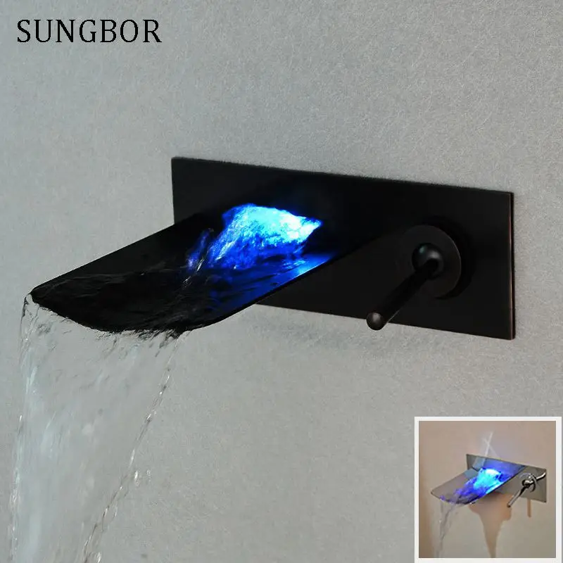 Ванная комната Ванна LED настенный Черный Хром Матовый никель латунь смеситель водопад кран раковина кран LH-1511H 
Ванная комната Ванна LED настенный Черный Хром Матовый никель латунь смеситель водопад кран раковина кран LH-1511H