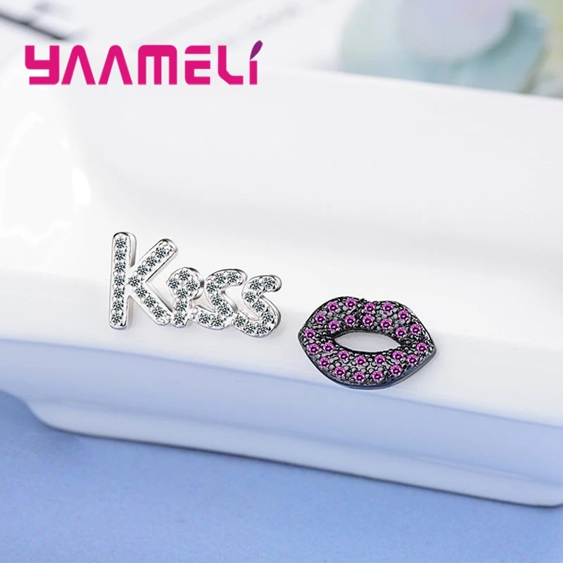 Sexy Small Pink Flower Embellishment Lips+Kiss Letters Shape Stud Earrings Women Cubic Zirconia 925 Sterling Silver
Sexy Small Pink Flower Embellishment Lips+Kiss Letters Shape Stud Earrings Women Cubic Zirconia 925 Sterling Silver
