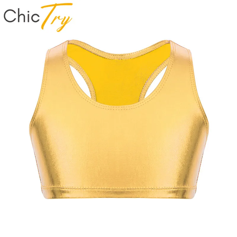 ChicTry Kids Girls Shiny Metallic Sleeveless Racer Back Gym Ballet Gymnastics Crop Tops Children Stage Performance Dance Costume
ChicTry Kids Girls Shiny Metallic Sleeveless Racer Back Gym Ballet Gymnastics Crop Tops Children Stage Performance Dance Costume