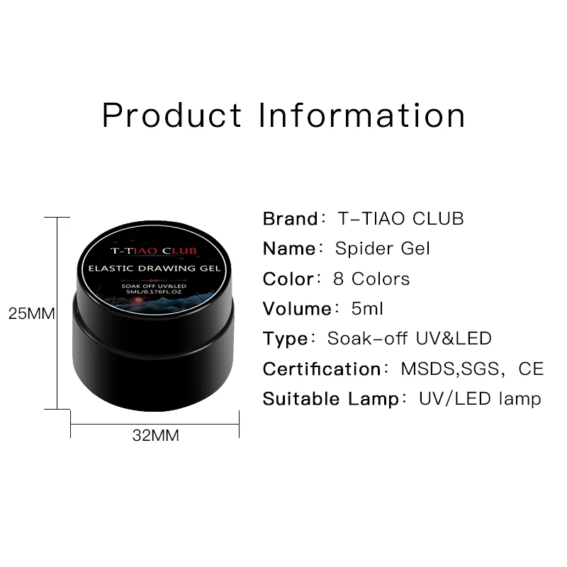T-TIAO CLUB Spider Gel Nail Polish Elastic Drawing Gel Manicure Soak Off UV Gel Varnish Nail Art Pulling Silk DIY Gel Lacquer
T-TIAO CLUB Spider Gel Nail Polish Elastic Drawing Gel Manicure Soak Off UV Gel Varnish Nail Art Pulling Silk DIY Gel Lacquer
