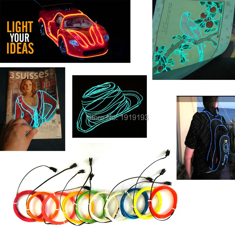 1.3mm 1-25Meter EL wire Glowing 10 Color Choice LED Strip neon light Flexible Wire For Craft Model ,bag ,Decoration
1.3mm 1-25Meter EL wire Glowing 10 Color Choice LED Strip neon light Flexible Wire For Craft Model ,bag ,Decoration