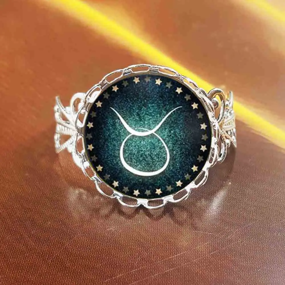 QiYuFang Zodiac pendant Rings glass cabochon antique Bronze art picture statement ring Constellation fashion
QiYuFang Zodiac pendant Rings glass cabochon antique Bronze art picture statement ring Constellation fashion