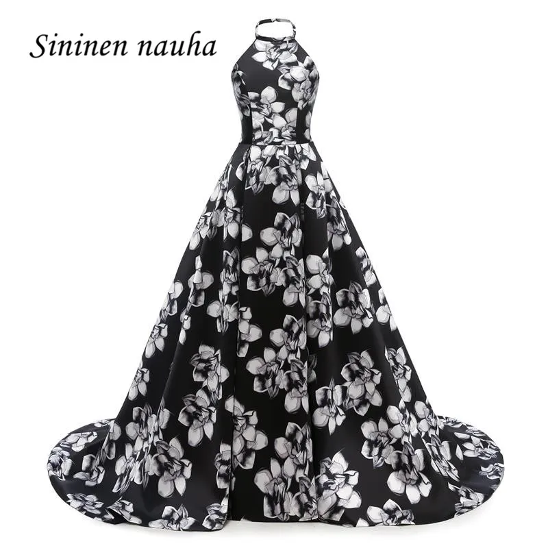 Black Halter Long Evening Prom Dresses Print Floral Prom Formal Party Backless A Line Vestidos De Festa Robe De Soiree 322
Black Halter Long Evening Prom Dresses Print Floral Prom Formal Party Backless A Line Vestidos De Festa Robe De Soiree 322