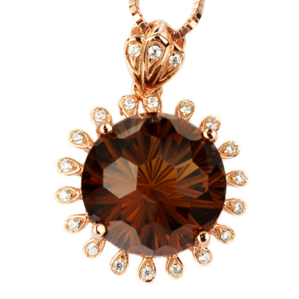 MELE Natural brown crystal silver pendant, round 12mm*12mm, firework cutting craftsman, brilliant quality
MELE Natural brown crystal silver pendant, round 12mm*12mm, firework cutting craftsman, brilliant quality