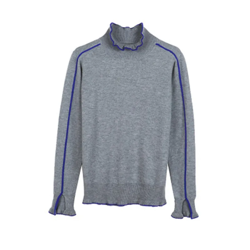 large size pure wool solid knit women fashion ruffled collar pullover sweater buckle cuff sleeve grey 4color M-3XL
large size pure wool solid knit women fashion ruffled collar pullover sweater buckle cuff sleeve grey 4color M-3XL