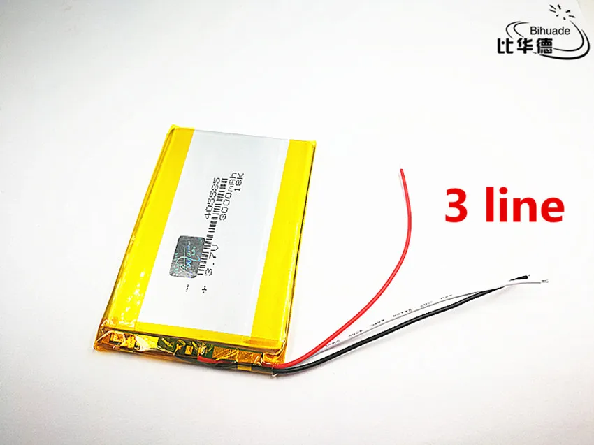 3 line Good Qulity 3.7V,3000mAH 405585 Polymer lithium ion / Li-ion battery for tablet pc BANK,GPS,mp3,mp4
3 line Good Qulity 3.7V,3000mAH 405585 Polymer lithium ion / Li-ion battery for tablet pc BANK,GPS,mp3,mp4
