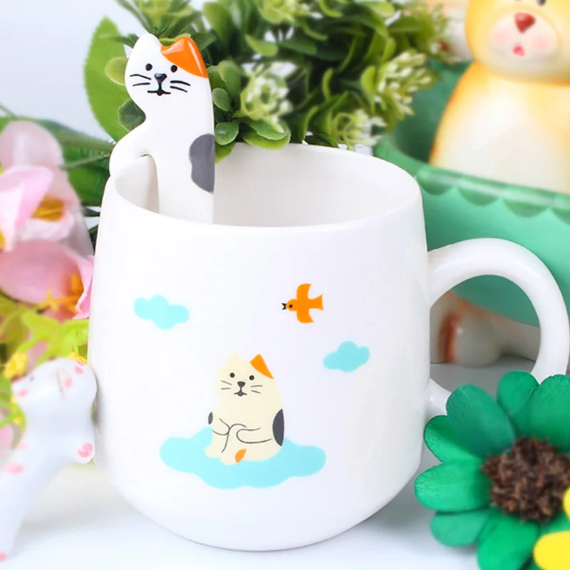 Super cute cartoon cat Mug Pretty kitty pattern Milk Cup Birthday gift mug