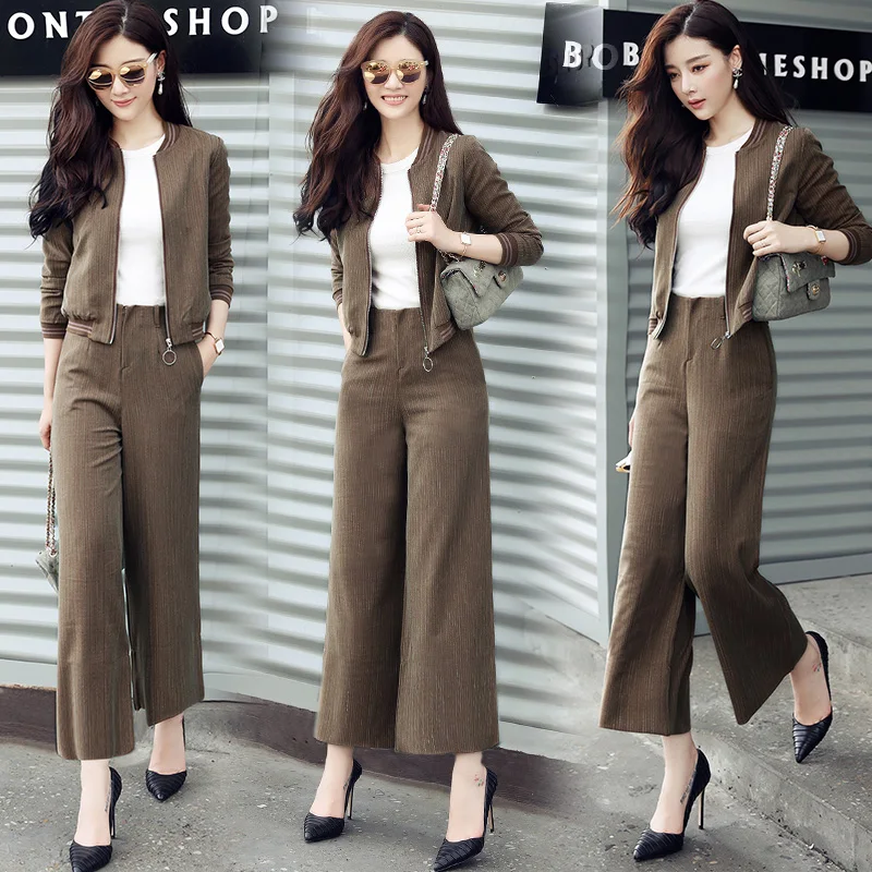 women Wide leg pants suits spring autumn new women's fashion temperament jacket + wide leg pants two-piece Women's Leisure Sets
women Wide leg pants suits spring autumn new women's fashion temperament jacket + wide leg pants two-piece Women's Leisure Sets