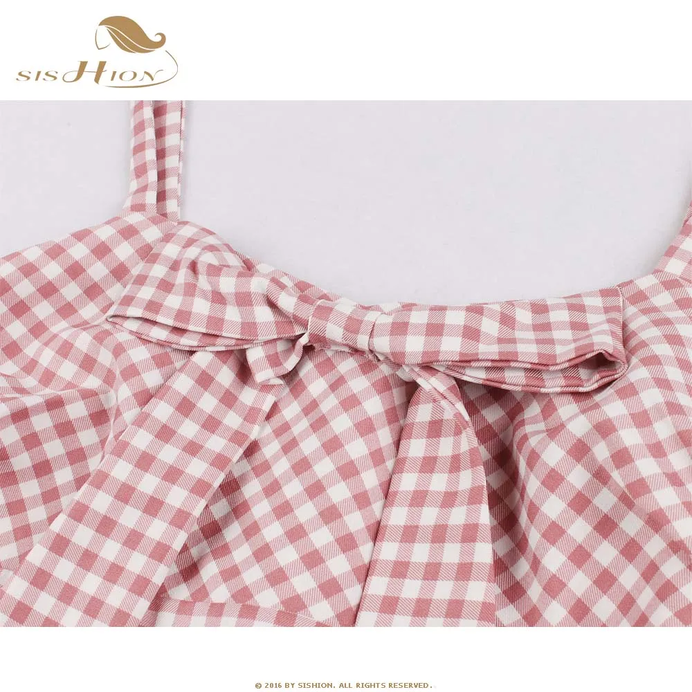 SISHION Women Ladies Summer Pink Dress VD1071 Spaghetti Strap Vintage Swing Rockabilly Plaid Plus Size Party Dress robe femme
SISHION Women Ladies Summer Pink Dress VD1071 Spaghetti Strap Vintage Swing Rockabilly Plaid Plus Size Party Dress robe femme
