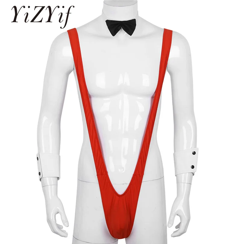 YiZYiF Sexy Mens Mankini Borat Style V Sling Stretch Underwear Suspender Bodysuit Strap Thongs Bodysuit with Bowtie and Cuffs
YiZYiF Sexy Mens Mankini Borat Style V Sling Stretch Underwear Suspender Bodysuit Strap Thongs Bodysuit with Bowtie and Cuffs