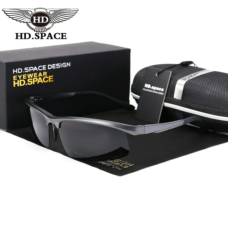 

HD Top Grade Men Polarized Sunglasses Ultra Light Al Mg Driving Glasses Outdoor Motion Oculos De Sol Semi Rimless Gafas LD039