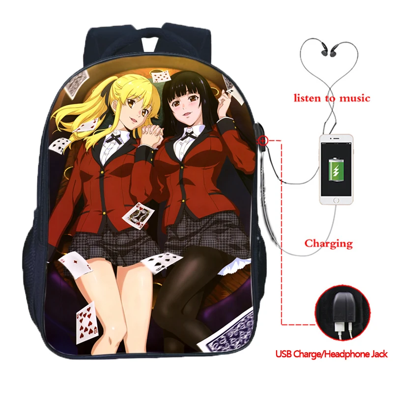 Beautiful Jabami Yumeko Kakegurui Gambaling School USB Charge Backpack Boys Girls Double Pocket School Backpacks
Beautiful Jabami Yumeko Kakegurui Gambaling School USB Charge Backpack Boys Girls Double Pocket School Backpacks