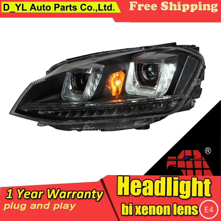 

Car Styling For VW Golf mk7 headlights 2014-2016 Golf7 led headlight Head Lamp led drl projector headlight H7 hid Bi-Xenon Lens