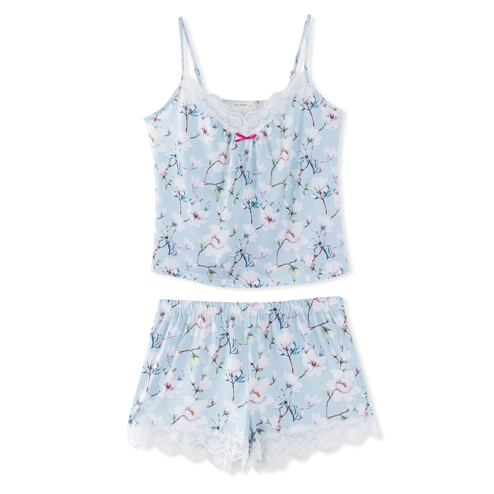 Neatie kiddie Sexy Nightwear Print Home Pajamas Sets Women Floral Print Sleeveless V-neck Strap Camis Tops Lace Patchwork Shorts
Neatie kiddie Sexy Nightwear Print Home Pajamas Sets Women Floral Print Sleeveless V-neck Strap Camis Tops Lace Patchwork Shorts