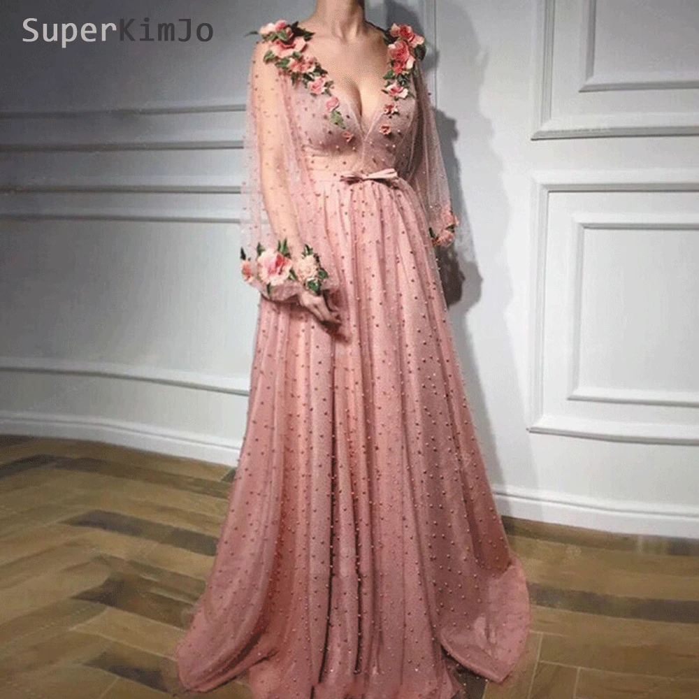 SuperKimJo Robe De Soirée Femme Elegant Prom Dresses for Wedding Party Beaded Long Sleeve Embroiery Applique Pink Prom Gown
SuperKimJo Robe De Soirée Femme Elegant Prom Dresses for Wedding Party Beaded Long Sleeve Embroiery Applique Pink Prom Gown