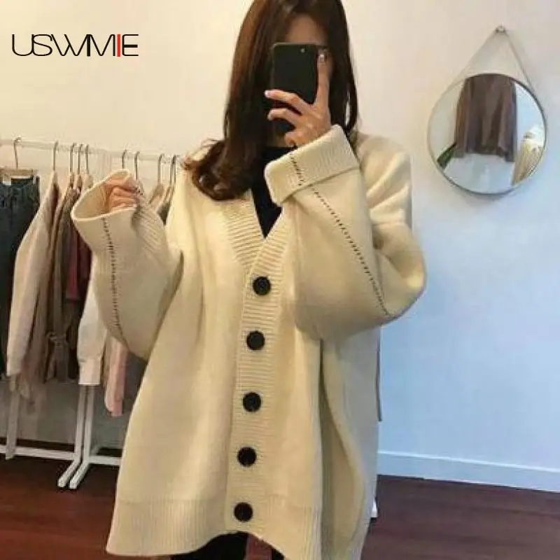USWMIE Winter Women Cardigan Lazy Style Fashion Casual Pure Color Loose V-neck Irregular Hem Comfort Sweater Cardigan
USWMIE Winter Women Cardigan Lazy Style Fashion Casual Pure Color Loose V-neck Irregular Hem Comfort Sweater Cardigan