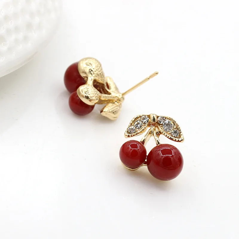 Fresh Cherry Red Fruit Crystal Leaf Golden Stud Earrings piercing Jewelry for Women
Fresh Cherry Red Fruit Crystal Leaf Golden Stud Earrings piercing Jewelry for Women