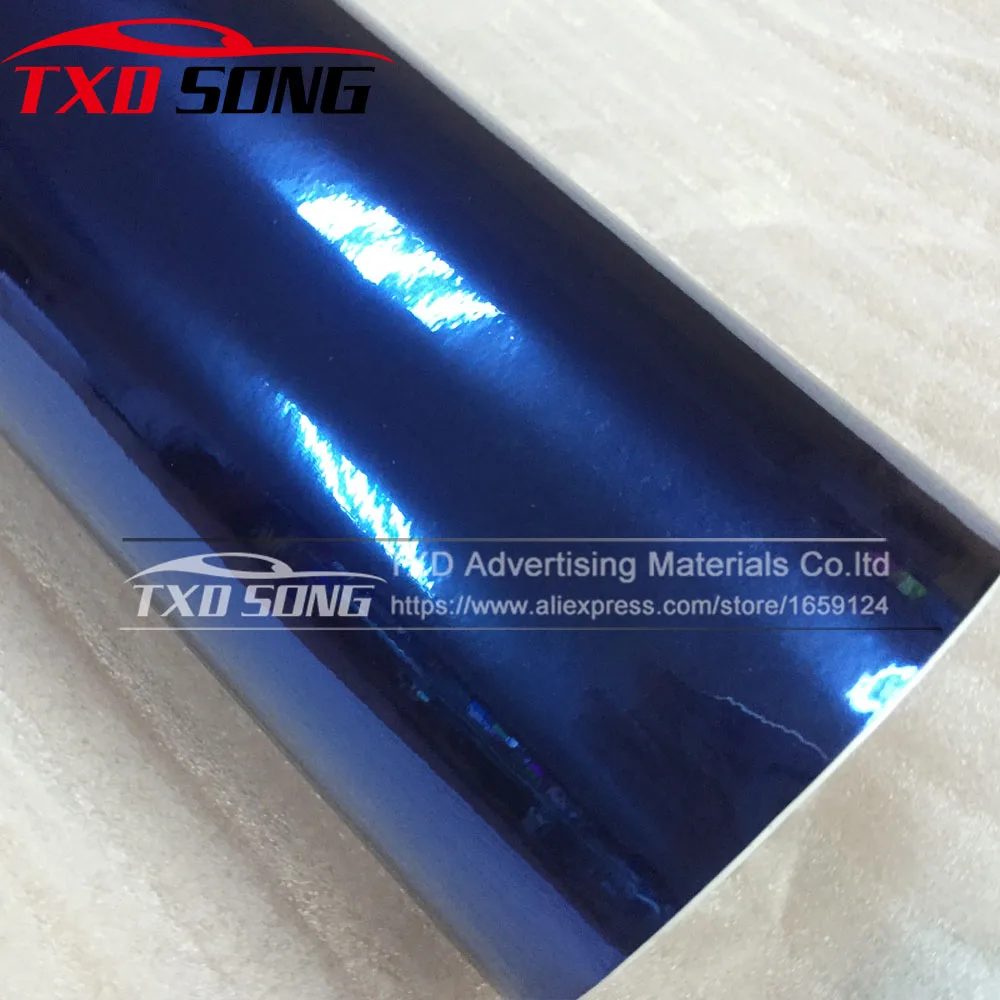

10/20/30/40/50/60CMX152CM/LOT Blue Chrome mirror vinyl Car styling Chrome mirror film with air free bubbles by free shipping