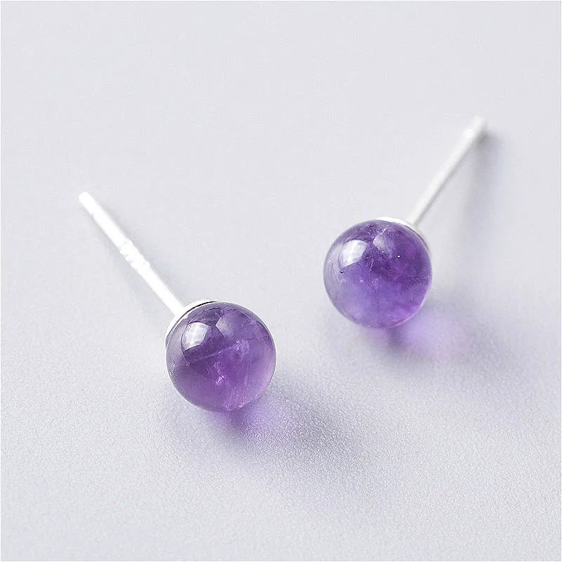 Flyleaf 925 Sterling Silver Stud Earrings For Women Amethyst Round Bead Simple Earings Fashion Jewelry High Quality
Flyleaf 925 Sterling Silver Stud Earrings For Women Amethyst Round Bead Simple Earings Fashion Jewelry High Quality