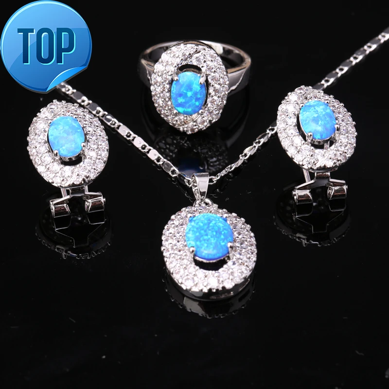 Blue Fire Opal Attended Crowd Silver Plated Argent Jewelry Sets Earring Pendant Ring Size 6 7 8 9 S8630
Blue Fire Opal Attended Crowd Silver Plated Argent Jewelry Sets Earring Pendant Ring Size 6 7 8 9 S8630