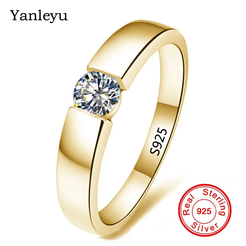 Yanleyu 100% Pure 925 Silver Gold Rings Solitaire CZ Engagement Wedding Rings For Women and Men Fine Jewelry Size 5-13 PR139
Yanleyu 100% Pure 925 Silver Gold Rings Solitaire CZ Engagement Wedding Rings For Women and Men Fine Jewelry Size 5-13 PR139