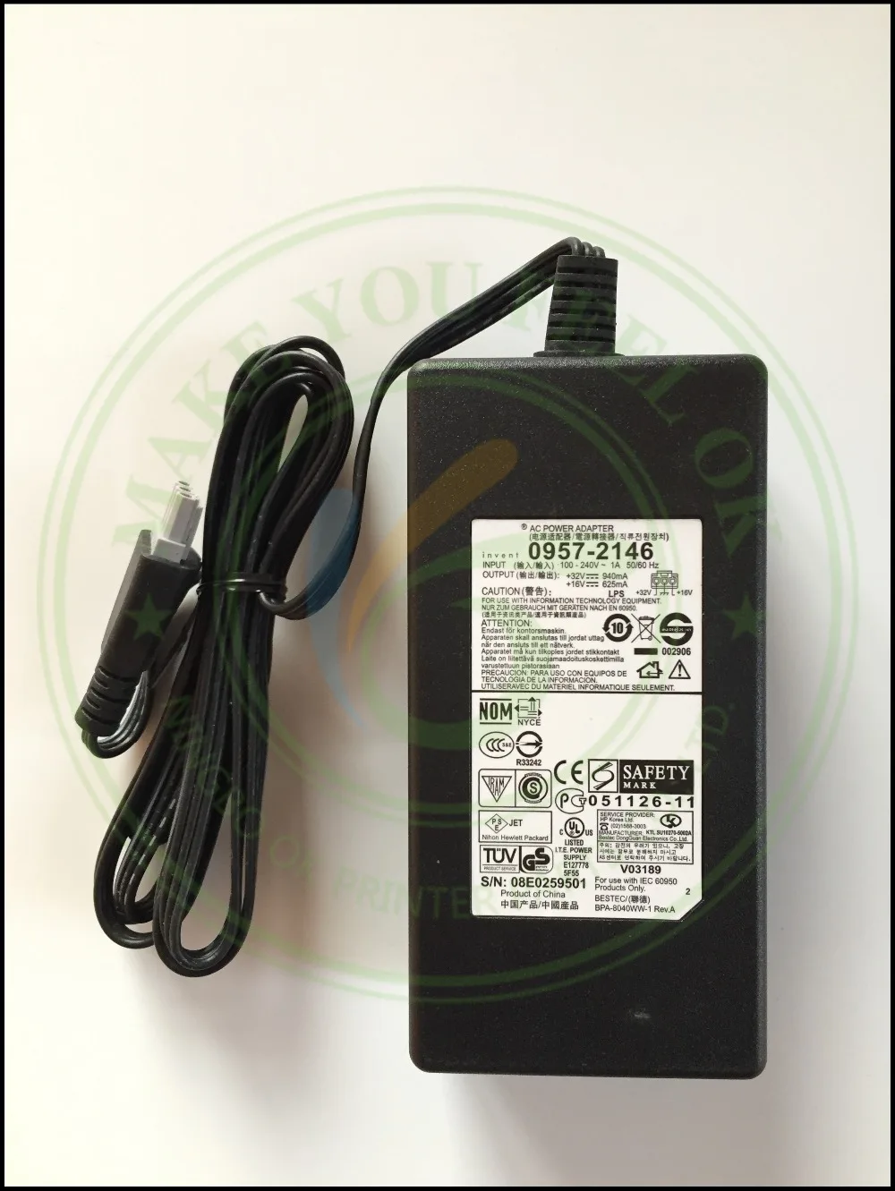 JAPAN NEW 0957-2146 AC Power Adapter Charger 100 - 240V 1A 50/60Hz 32V 940mA 16V 625mA for HP printer Scanner
JAPAN NEW 0957-2146 AC Power Adapter Charger 100 - 240V 1A 50/60Hz 32V 940mA 16V 625mA for HP printer Scanner