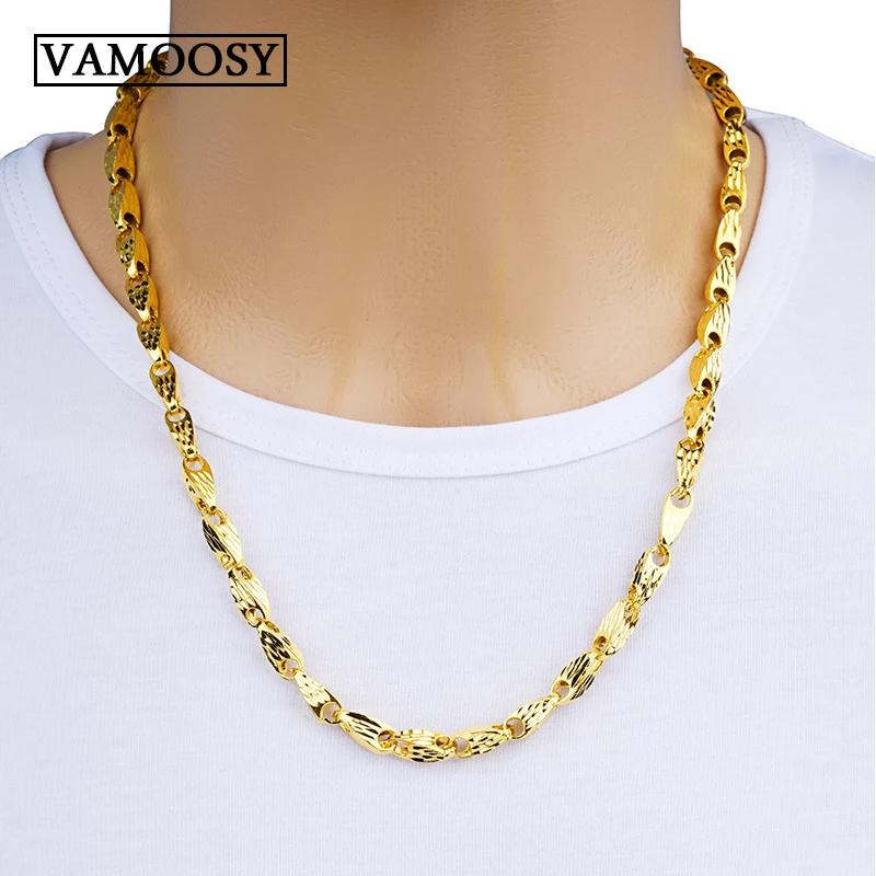 Real Necklaces for Men Melon Seed Design 100% 24K Gold Hollow Curb Link Chains Necklace 2018 Fine Jewelry Collier Free Shipping
Real Necklaces for Men Melon Seed Design 100% 24K Gold Hollow Curb Link Chains Necklace 2018 Fine Jewelry Collier Free Shipping