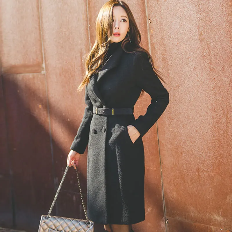 2020 Winter Think Coat Belt Double Breasted Long Blazer Black Notched Woolen Women Outwear
2020 Winter Think Coat Belt Double Breasted Long Blazer Black Notched Woolen Women Outwear