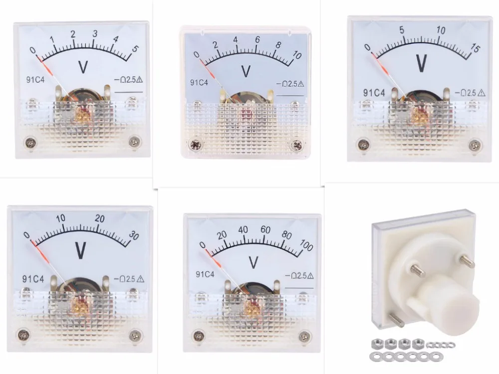 91C4 DC 0-5V 3V 10V 15V 20V 30V 50V 100V 150V 250V DC 0-100V Analog Panel Voltage Gauge Volt Meter 91C4 2.5% Error Margin
91C4 DC 0-5V 3V 10V 15V 20V 30V 50V 100V 150V 250V DC 0-100V Analog Panel Voltage Gauge Volt Meter 91C4 2.5% Error Margin