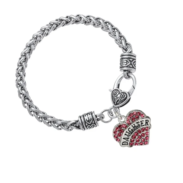 3pcs Engraved DAUGHTER Letter Love Heart Bracelet, Rhinestone Charm Pendant Silver Bangle Bracelet Party Women Lady Jewelry
3pcs Engraved DAUGHTER Letter Love Heart Bracelet, Rhinestone Charm Pendant Silver Bangle Bracelet Party Women Lady Jewelry