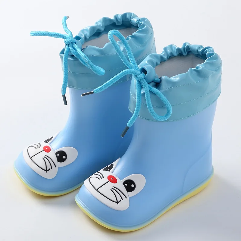 Детские резиновые непромокаемые сапоги для мальчиков и девочек теплые ботинки