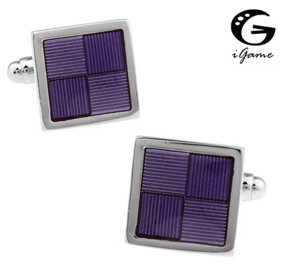 

iGame Men Jewellery Enamel Cufflinks Wholesale&retail Purple Color Copper Square Enamel Check Design Best Gift For Men