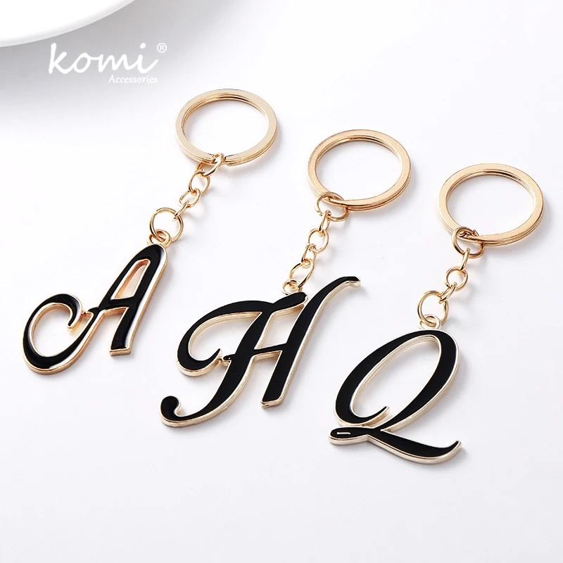 

KOMI Buy 3 Get Free Gift DIY Initial A-Z Letters key Chain For Men Gold Keychain Women Car KeyRing Letter Name Key Holder A10123
