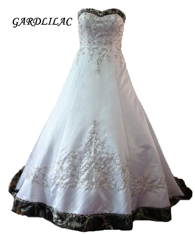 Sweetheart White Ball Gown Camo Wedding Dresses 2021Satin Embroidery Beaded Camouflage Bridal Gowns Robe De Mariee
Sweetheart White Ball Gown Camo Wedding Dresses 2021Satin Embroidery Beaded Camouflage Bridal Gowns Robe De Mariee