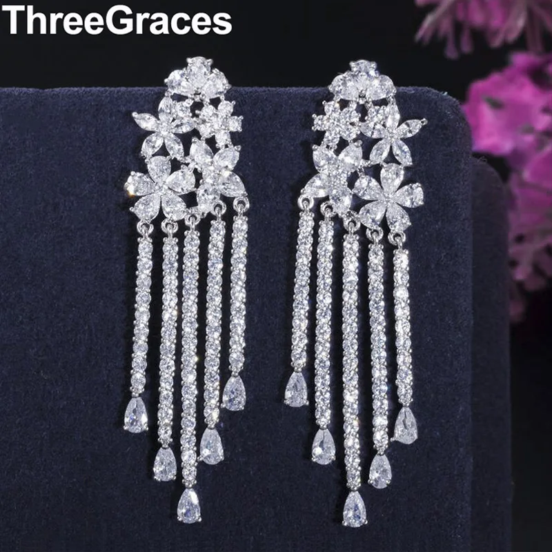 ThreeGraces Brand Unique Design Cubic Zirconia Tassel Flower Long Dangle Earrings Jewelry for Ladies Gift ER326
ThreeGraces Brand Unique Design Cubic Zirconia Tassel Flower Long Dangle Earrings Jewelry for Ladies Gift ER326