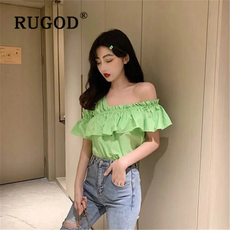 RUGOD 2019 new arrival womens tops and blouses Off-the-shoulder irregular ruffle bluzki damskie loose waist slim roupas feminin
RUGOD 2019 new arrival womens tops and blouses Off-the-shoulder irregular ruffle bluzki damskie loose waist slim roupas feminin