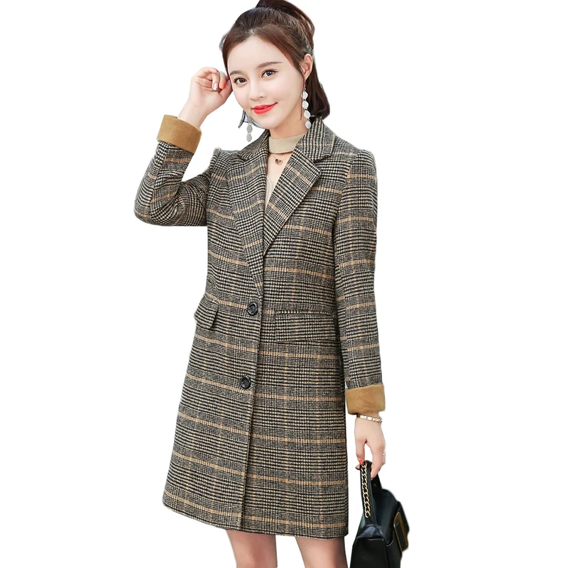 Autumn Winter Suit Blazer Women Woolen Jackets 2019 Fashion Plaid Medium Long Work Office Lady Long Sleeve Blazer Outerwear 550
Autumn Winter Suit Blazer Women Woolen Jackets 2019 Fashion Plaid Medium Long Work Office Lady Long Sleeve Blazer Outerwear 550