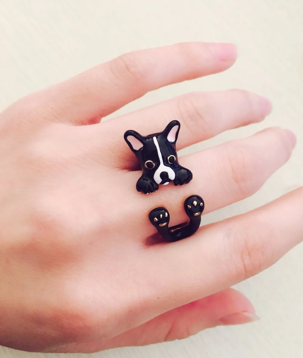 Медные кольца и ожерелье с эмалированным покрытием собакой | Украшения