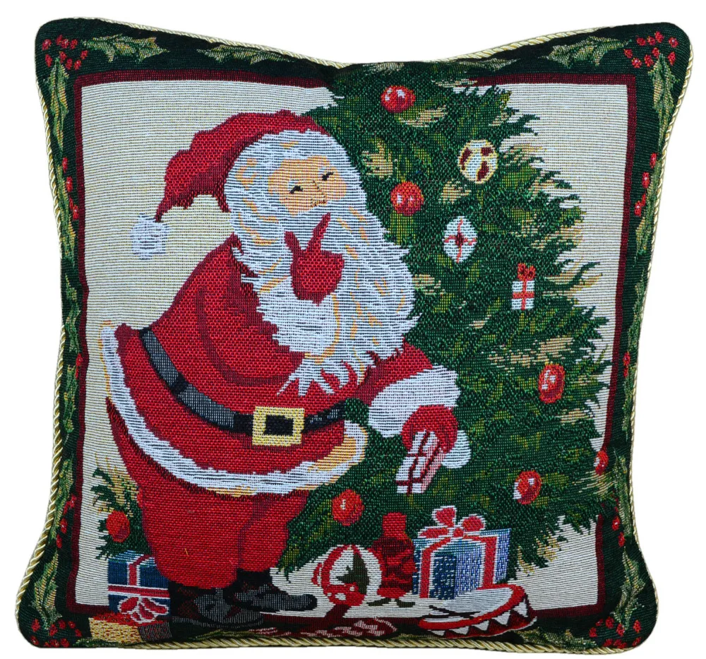 Christmas dyed cotton jacquard by pillowcase / pillow cover / cushion cover / Santa F